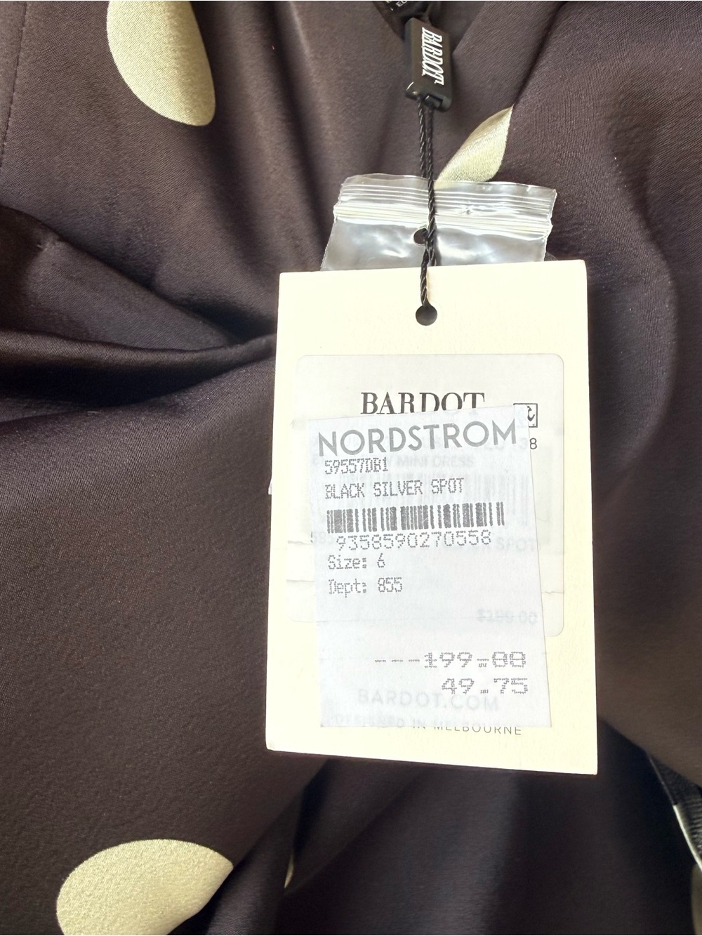 Bardot Women's Brydie Oversized-Bow Dot-Print Mini Dress M - Picture 10 of 12